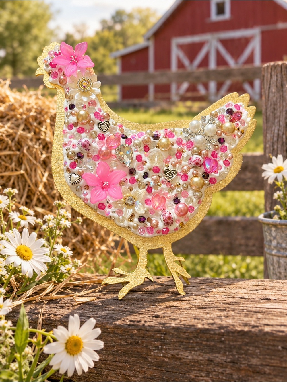 CUSTOM FOR ALEX - Decorative Beaded Chicken